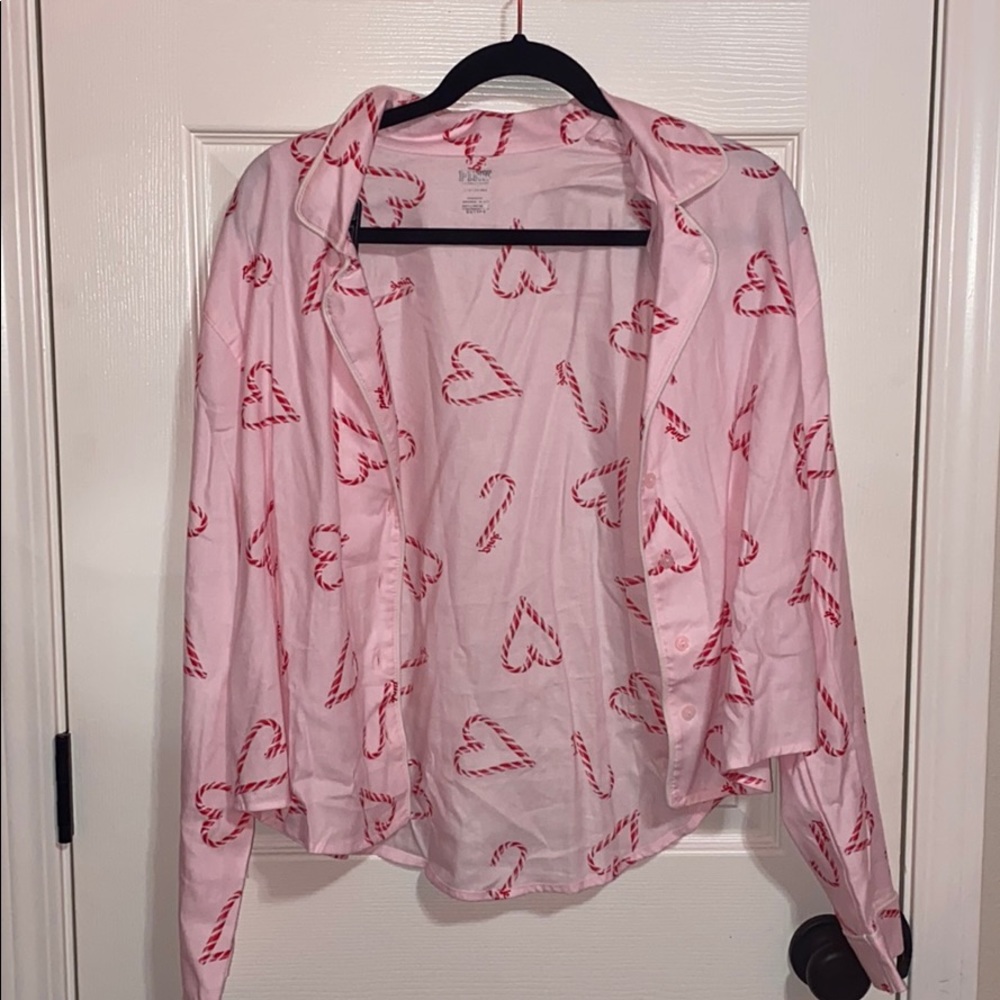 PINK candy cane print pajama set